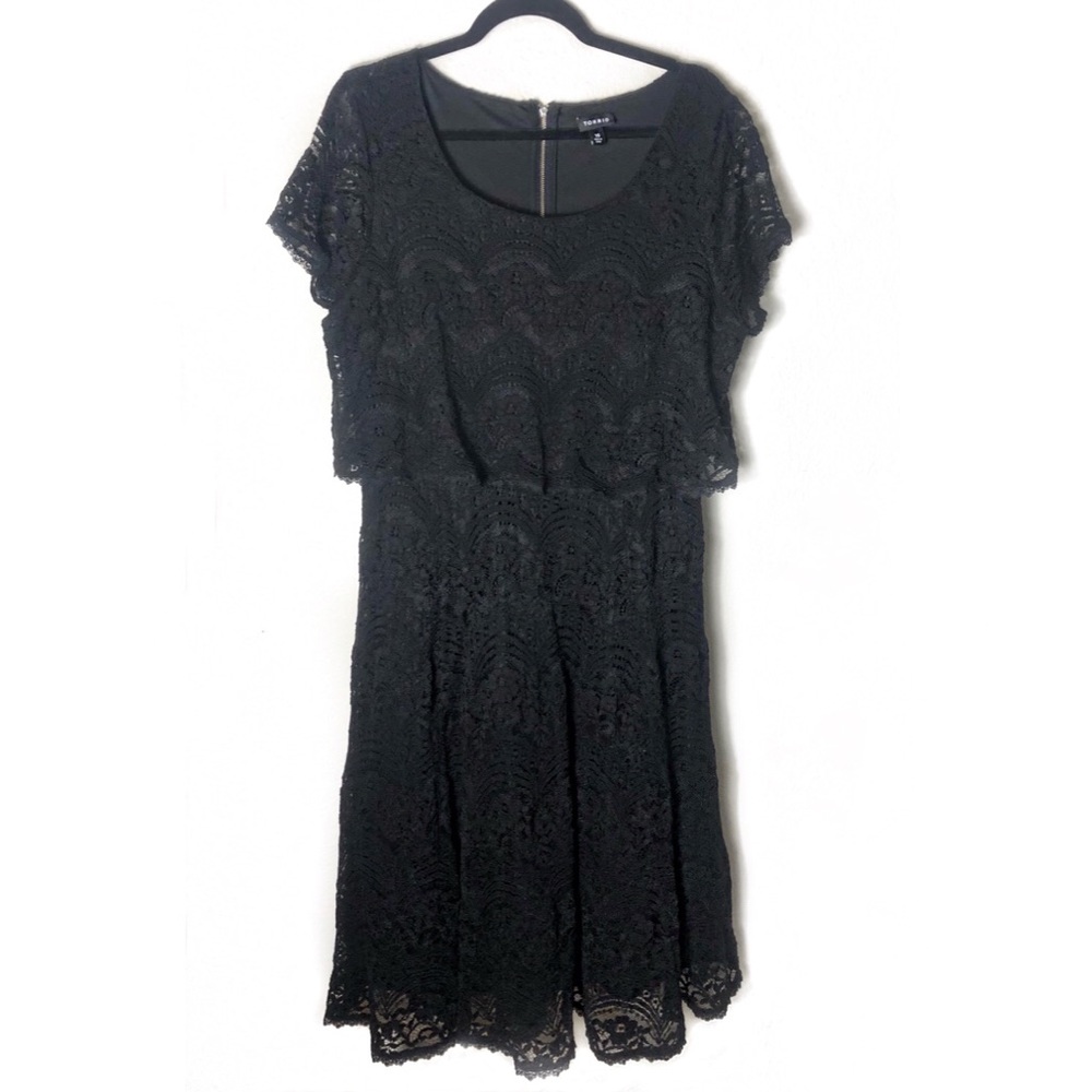 Torrid Intricate Long Two Tiered Black Lace Party Dress!